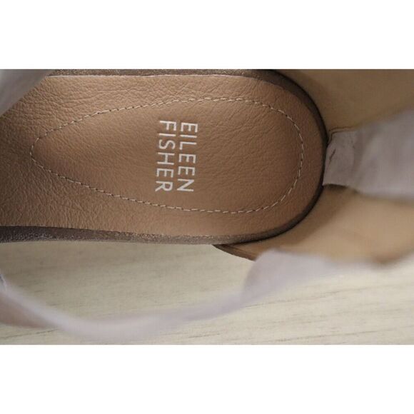 Eileen Fisher Women's Sz 9M Platinum Metallic Suede Sport Back Zip Sandals - Picture 8 of 12